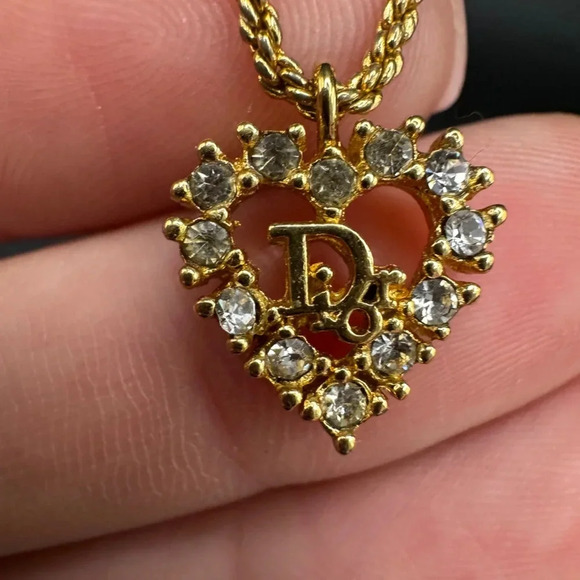 Authentic CD 18K gold plated Christian Dior heart necklace - Picture 11 of 13